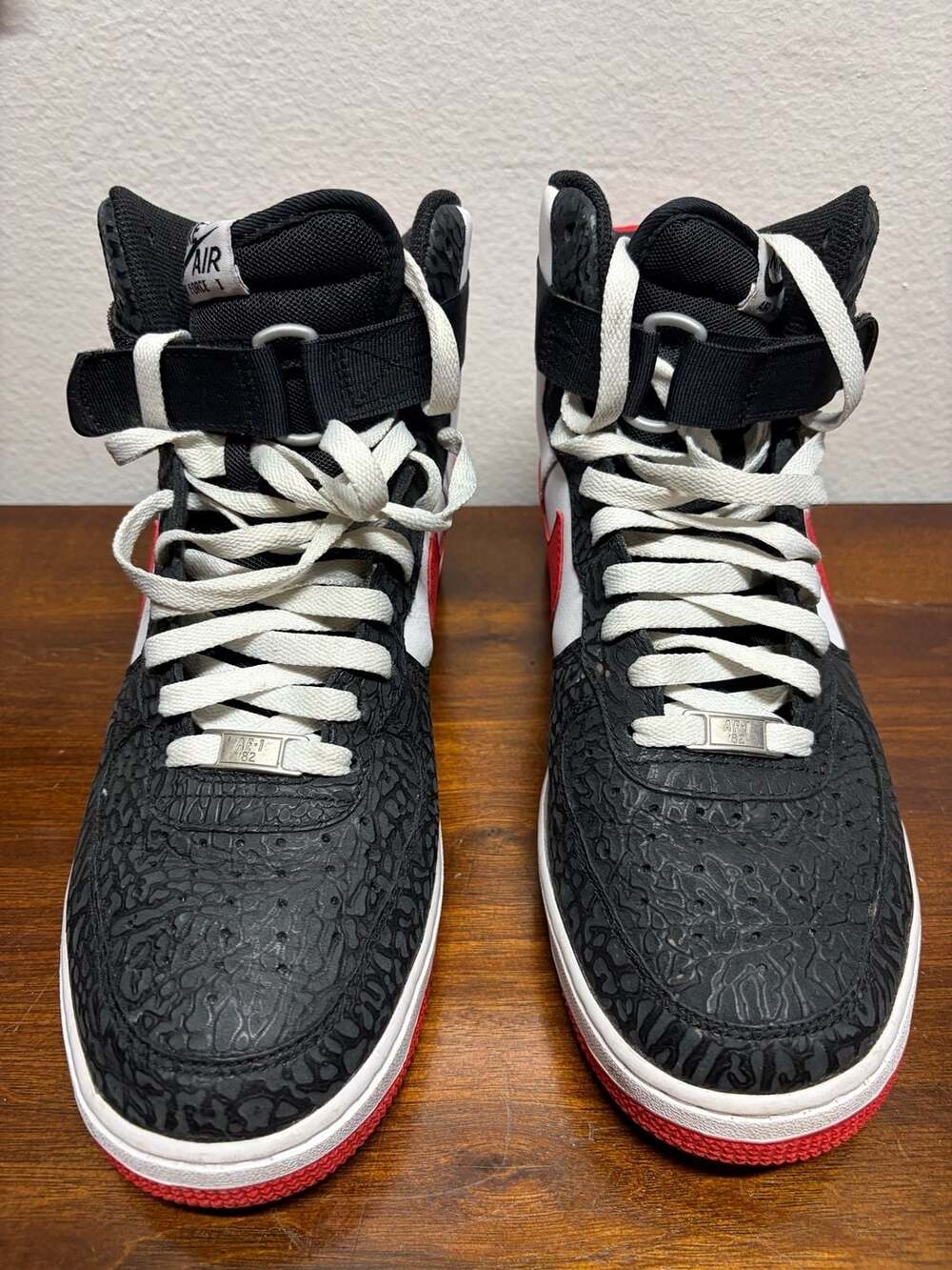 Nike Air Force 1 High 07 Elephant Print White Red Size 10